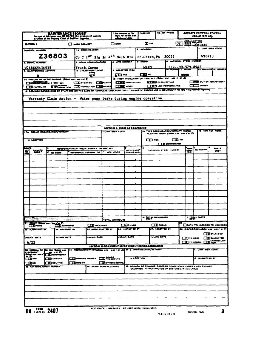 Da Form 2407 1 Fillable Printable Forms Free Online